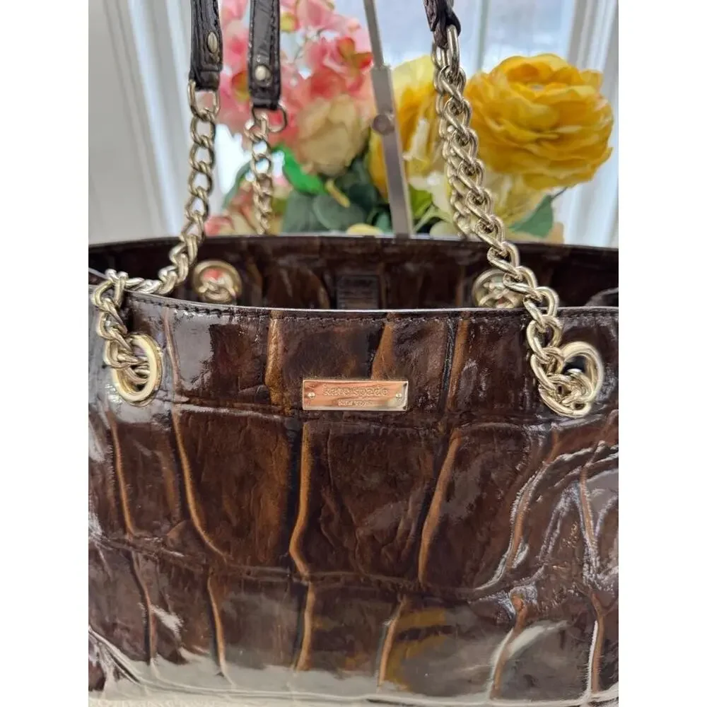 Kate Spade Knightsbridge Maryanne Croc Patent Leather brown Tote bag (pu3000